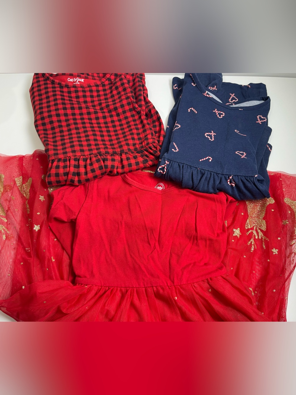 Cat & Jack and Wonder Nation Christmas Holiday Dress Bundle 7/8
